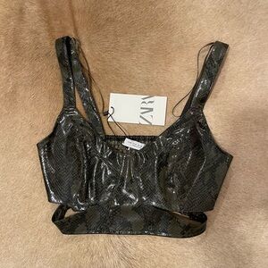 Zara Metallic Snake Print Top